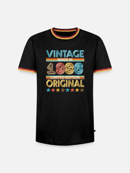 1986 - Männer Kontrast-T-Shirt - Schwarz/Dreifarbig