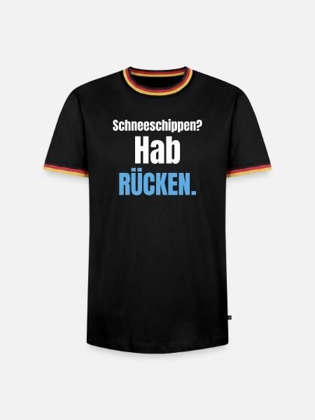 Schneeschippen? Hab Rücken. - Männer Kontrast-T-Shirt - Schwarz/Dreifarbig