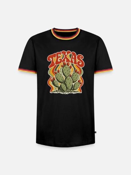 Texas Kaktus Retro Flair - Männer Kontrast-T-Shirt - Schwarz/Dreifarbig