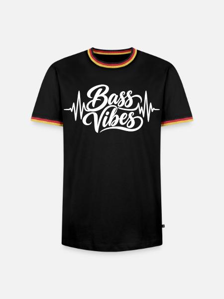 Bass Vibes Herzschlag - Männer Kontrast-T-Shirt - Schwarz/Dreifarbig