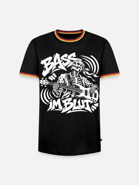 Bass im Blut - Männer Kontrast-T-Shirt - Schwarz/Dreifarbig