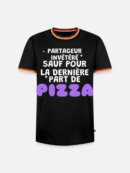 Sharer außer Pizza-Humor - Männer Kontrast-T-Shirt - Schwarz/Dreifarbig
