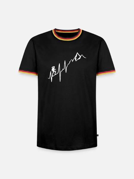 Berge Herzschlag Wanderin Wandern - Männer Kontrast-T-Shirt - Schwarz/Dreifarbig