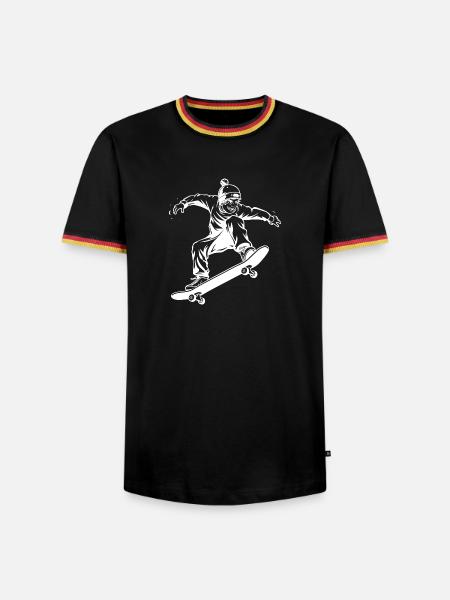 Skateboarding Junge Zeichnung - Männer Kontrast-T-Shirt - Schwarz/Dreifarbig