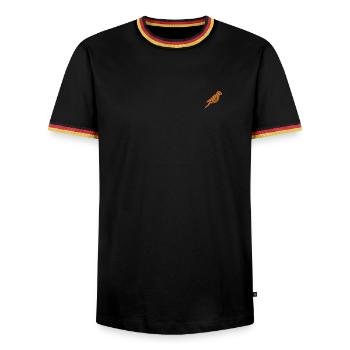 Embroidered parrot - Men's Ringer Shirt - black/tricolour - Front - AI Model Male 178 light (178cm) & AI Model Male 185 light (185cm)