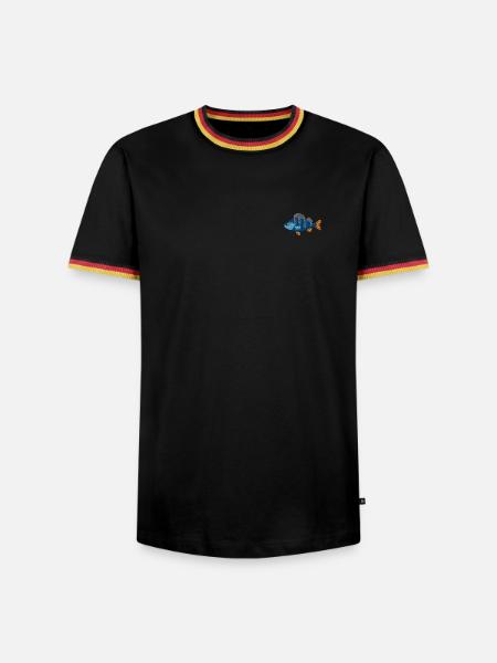 Barsch bestickt - Männer Kontrast-T-Shirt - Schwarz/Dreifarbig