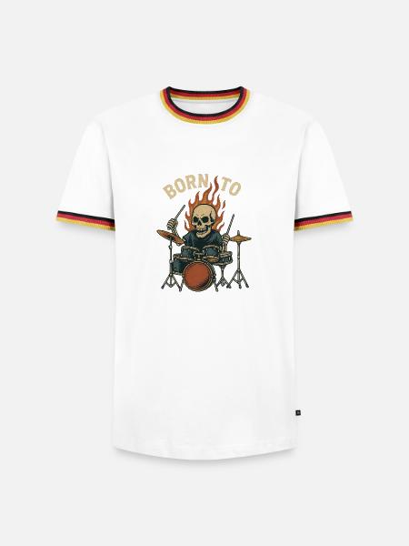 Né pour tambouriner - T-shirt contrasté Homme - blanc/tricolore
