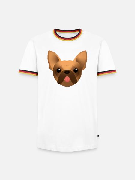 Bouledogue Français - Frenchie - Bully - Langue - T-shirt contrasté Homme - blanc/tricolore