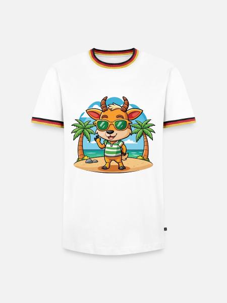 Antelope Funny Cartoon Summer Beach Sunglasses - Men's Ringer Shirt - white/tricolour