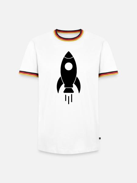 Fusée spatiale - T-shirt contrasté Homme - blanc/tricolore