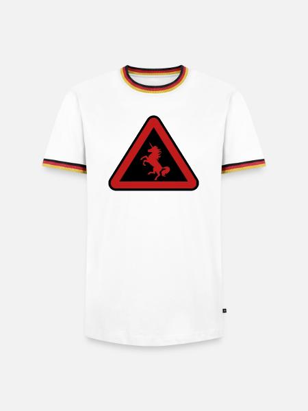 Achtung Einhorn, Gefahr - Männer Kontrast-T-Shirt - Weiß/Dreifarbig