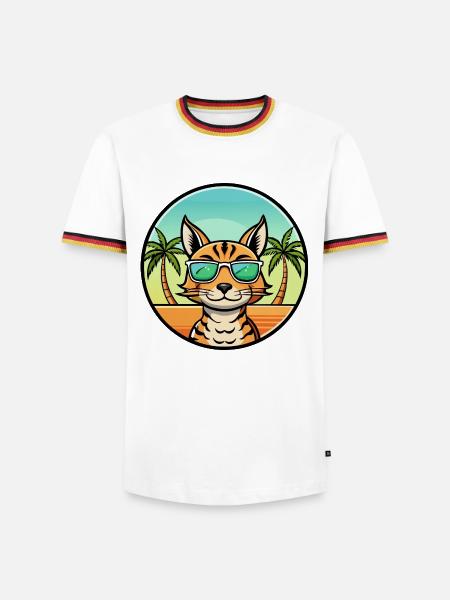 Ocicat Breed Cartoon Sunglasses Beach - Men's Ringer Shirt - white/tricolour
