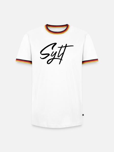 Sylt - Männer Kontrast-T-Shirt - Weiß/Dreifarbig