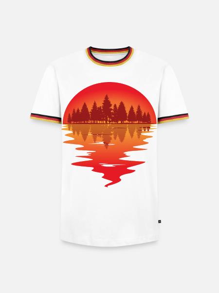 Sunset at the forest lake - Men's Ringer Shirt - white/tricolour