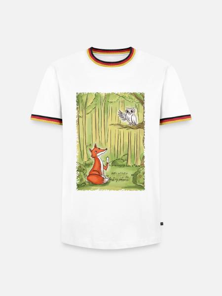 Waldgespräch: Fuchs und Eule - Männer Kontrast-T-Shirt - Weiß/Dreifarbig