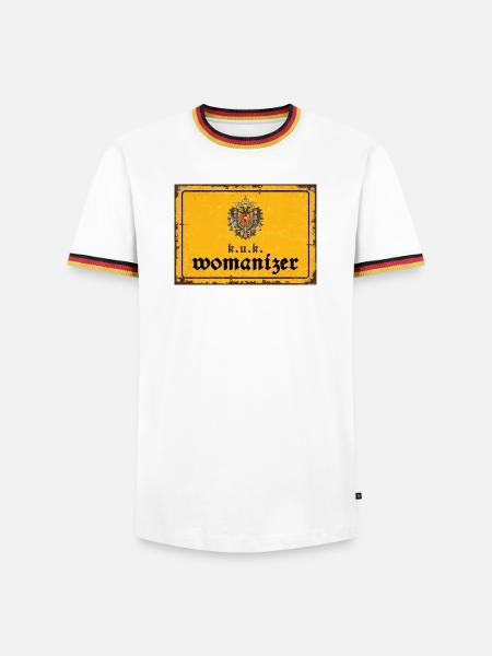 k.u.k. womanizer - Männer Kontrast-T-Shirt - Weiß/Dreifarbig