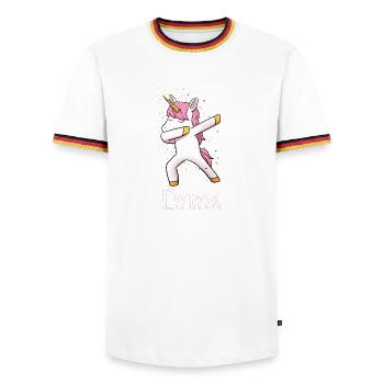 Emma - Männer Kontrast-T-Shirt - Weiß/Dreifarbig - Vorne - AI Model Female 172 light (172cm) & AI Model Male 185 light (185cm)