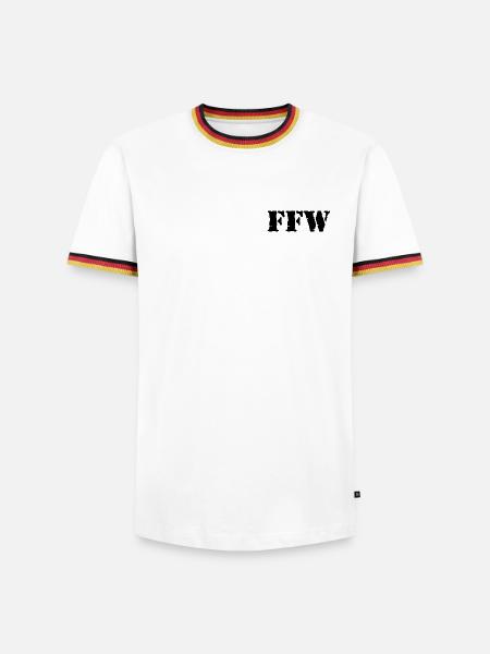 FFW Schrift Armee-Style - Männer Kontrast-T-Shirt - Weiß/Dreifarbig