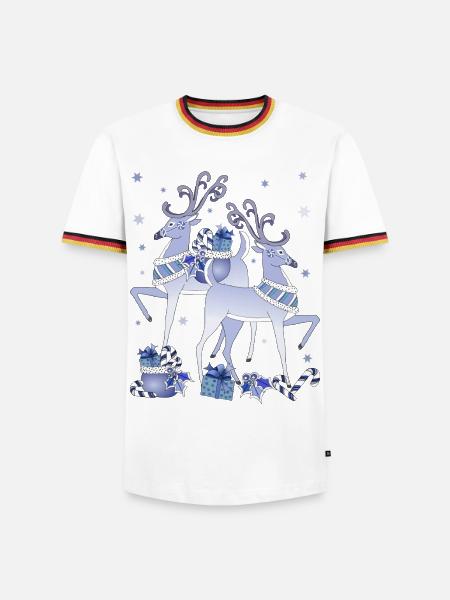 Blaue Hirsche Weihnachten - Männer Kontrast-T-Shirt -