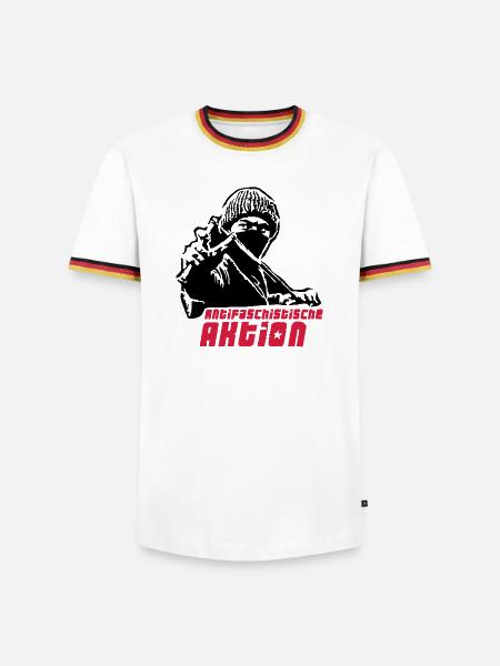 Antifa - Aktion - Männer Kontrast-T-Shirt - Weiß/Dreifarbig