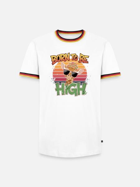 Born to be High - Männer Kontrast-T-Shirt - Weiß/Dreifarbig