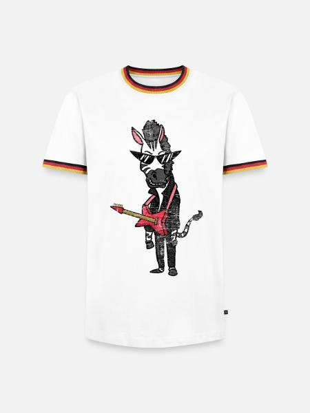 Schrilles Zebra Rockgitarrist - Männer Kontrast-T-Shirt - 