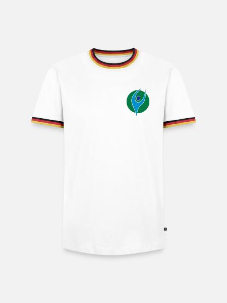 Physio 5 Logo - Männer Kontrast-T-Shirt - Weiß/Dreifarbig