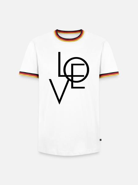 LOVE - Männer Kontrast-T-Shirt - Weiß/Dreifarbig