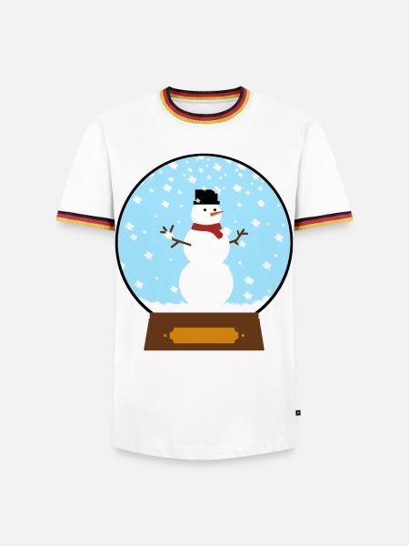 Schneemann in Schneekugel - Männer Kontrast-T-Shirt - 