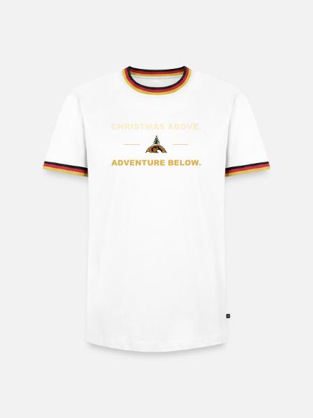 Christmas Above Adventure Below – Höhlengeschenk - Männer Kontrast-T-Shirt - Weiß/Dreifarbig