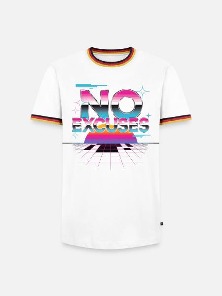No Excuses Motivationsspruch Synthwave - Männer Kontrast-T-Shirt - Weiß/Dreifarbig