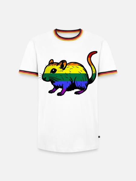 Rennmaus in Regenbogenfarben - Männer Kontrast-T-Shirt - 