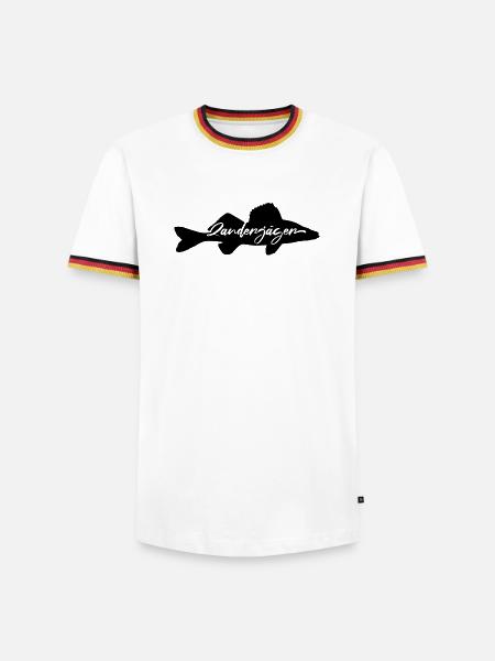Zanderjäger - Männer Kontrast-T-Shirt - Weiß/Dreifarbig