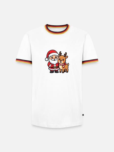 Brav gewesen: Weihnachtsmann und Rentier - Männer Kontrast-T-Shirt -