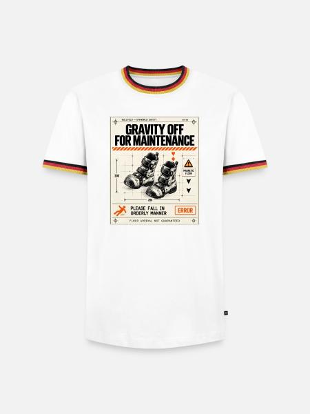 Schwerkraft bei der Instandhaltung - Männer Kontrast-T-Shirt - Weiß/Dreifarbig