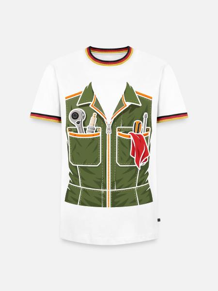 Lustiges Mechaniker T-Shirt Werkzeugweste - Männer Kontrast-T-Shirt - Weiß/Dreifarbig