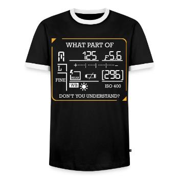 Fotograf - Männer Kontrast-T-Shirt - Schwarz/Weiß - Vorne - AI Model Female 172 light (172cm) & AI Model Male 178 light (178cm)