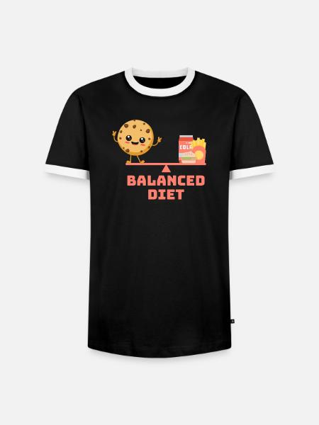 équilibré cookie fastfood Régime - T-shirt contrasté Homme - noir/blanc
