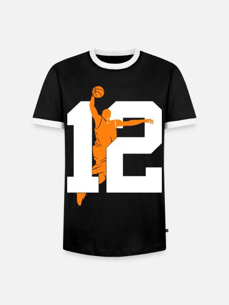 NUMMER 12 BASKETBAL 12E VERJAARDAG - Mannen contrastshirt - zwart/wit