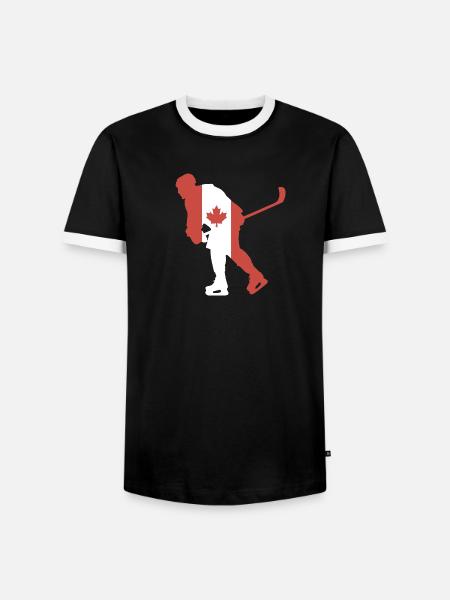 Hockey player Canada flag - Men's Ringer Shirt - black/white