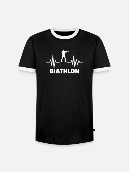 heartbeat biathlon - Men's Ringer Shirt - black/white