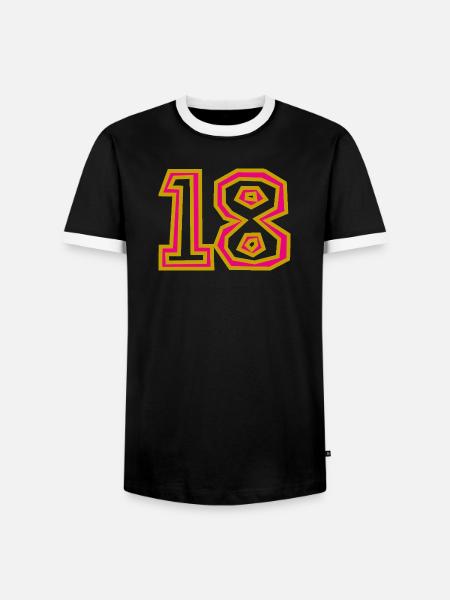 18 - Männer Kontrast-T-Shirt - Schwarz/Weiß