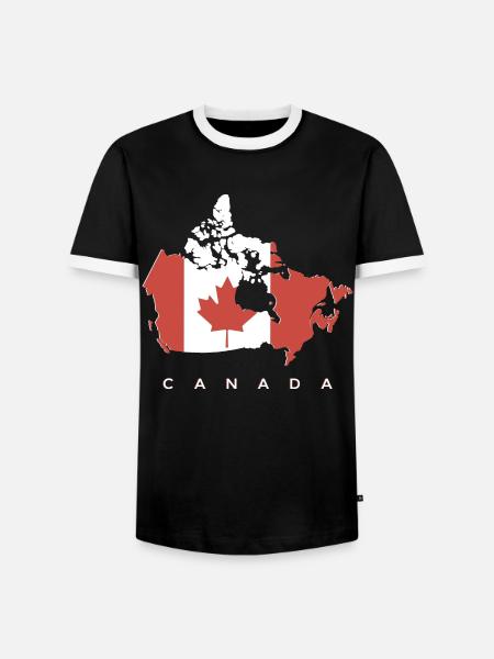 Silhouette du Canada avec feuille d’érable - T-shirt contrasté Homme - noir/blanc