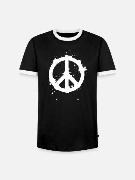 Peace Splash Guerrilla Print Style - Men's Ringer Shirt - black/white