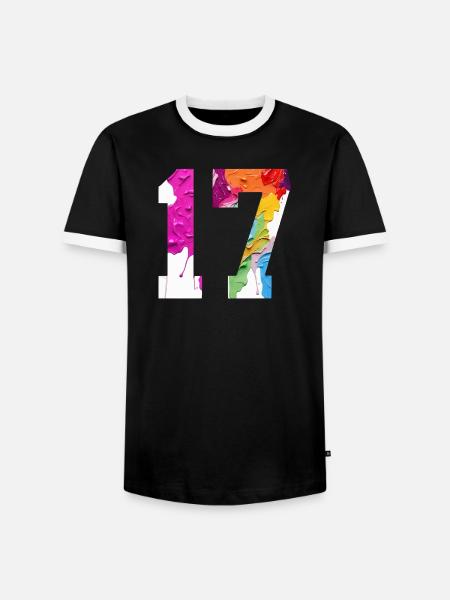 FARBIG NUMMER 17 BUNT 17. GEBURTSTAG - Männer Kontrast-T-Shirt - Schwarz/Weiß