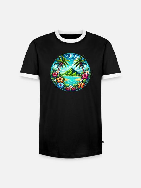 Caribbean Island Logo - Men's Ringer Shirt - black/white