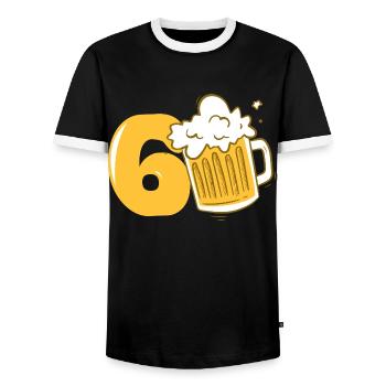 60 Ans Fan de Bière Cadeau Anniversaire Homme  - T-shirt contrasté Homme - noir/blanc - Devant - AI Model Female 172 light (172cm) & AI Model Male 178 light (178cm)