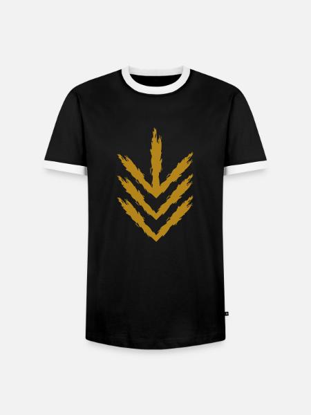 Down arrow icon gold - Men's Ringer Shirt - black/white