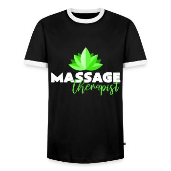 Massage - Männer Kontrast-T-Shirt - Schwarz/Weiß - Vorne - AI Model Female 172 light (172cm) & AI Model Male 178 light (178cm)