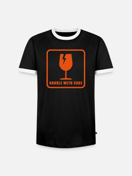 Panneau d’étiquette d’expédition Fragile Handle With Care - T-shirt contrasté Homme - noir/blanc